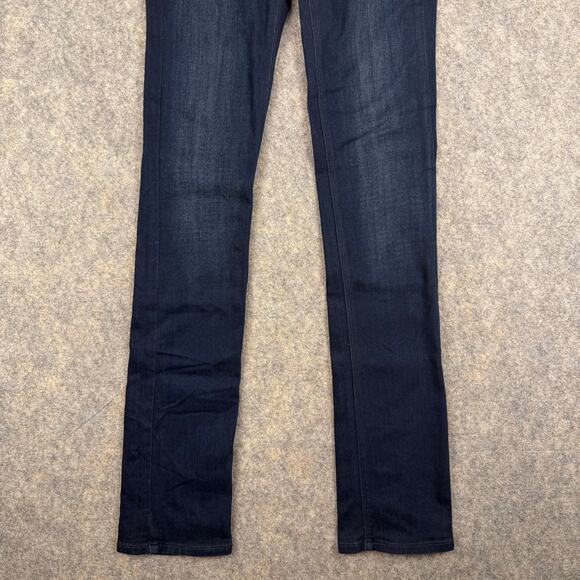 Spanx Signature Straight Side Zip Dark Blue Wash Jeans Size 26 32” EUC 338 - Picture 3 of 11